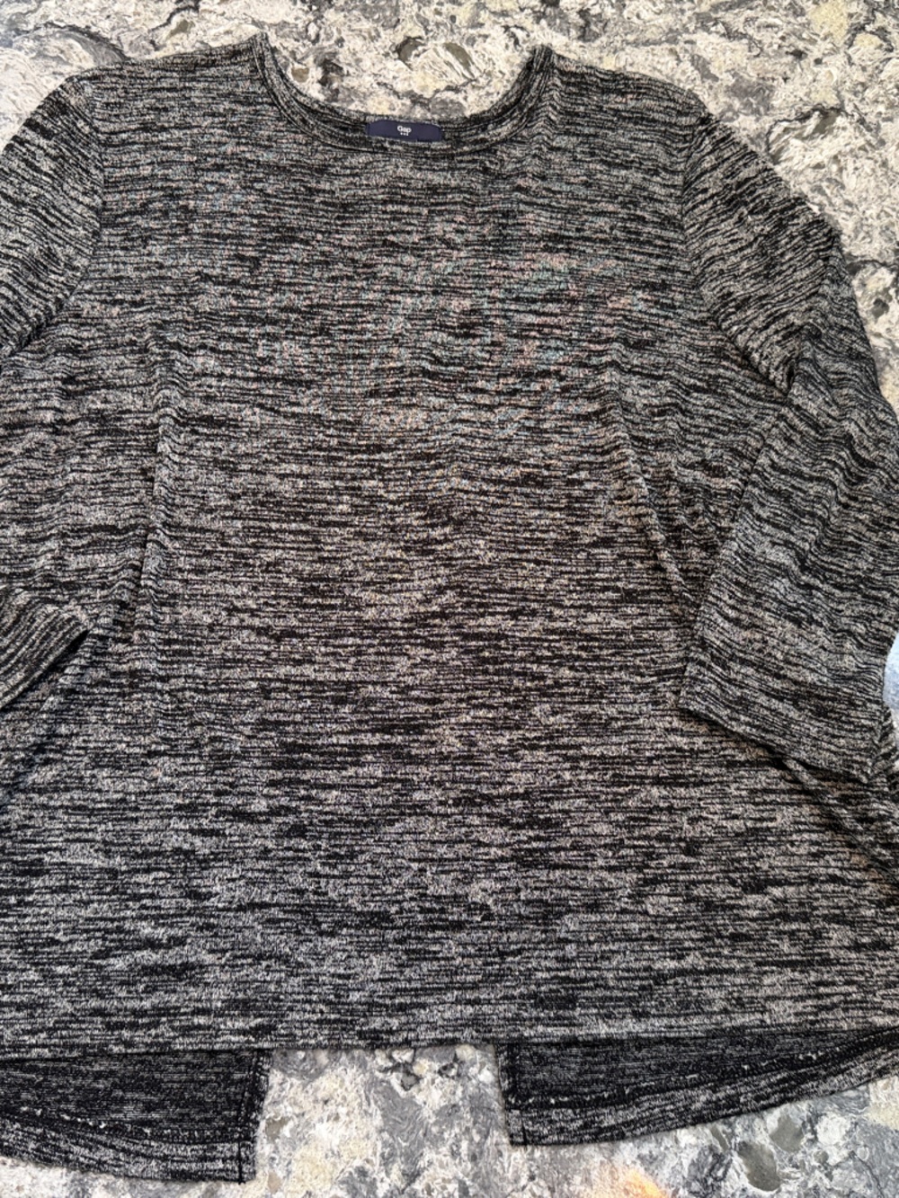 GAP factory Women's Heathered Gray Crewneck Sweater 3-4 sleeve sz L